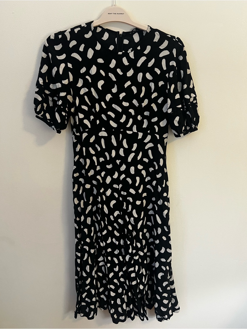 Uniqlo Black Midi Dress with White Abstract Spots